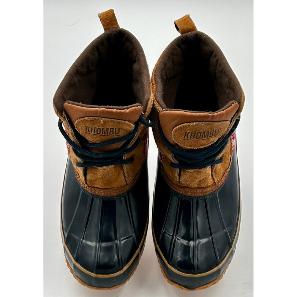 Khombu Helen Duck Boots Women's 8M Brown Black Red‎ Fair Isle Waterproof Winter